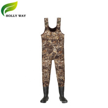 Black Neoprene Chest Fishing wader Suit with Rubber Boots for Men